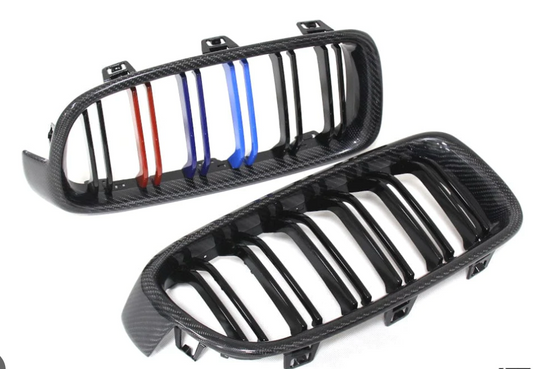 BMW 3 Series (F30 / F31) M3 Style Carbon Fiber Kidney Grilles (Various Finishes)